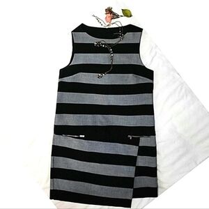 BANANA REPUBLIC Black Grey Striped Tunic Dress